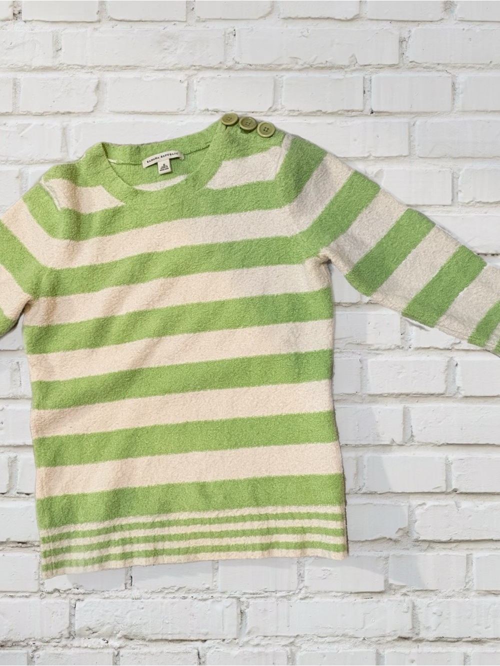 Vintage Y2K Terry Cloth Cotton Banana Republic Striped Button-Shoulder Sweater